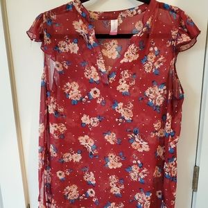 Red XXL sleeveless blouse  designs